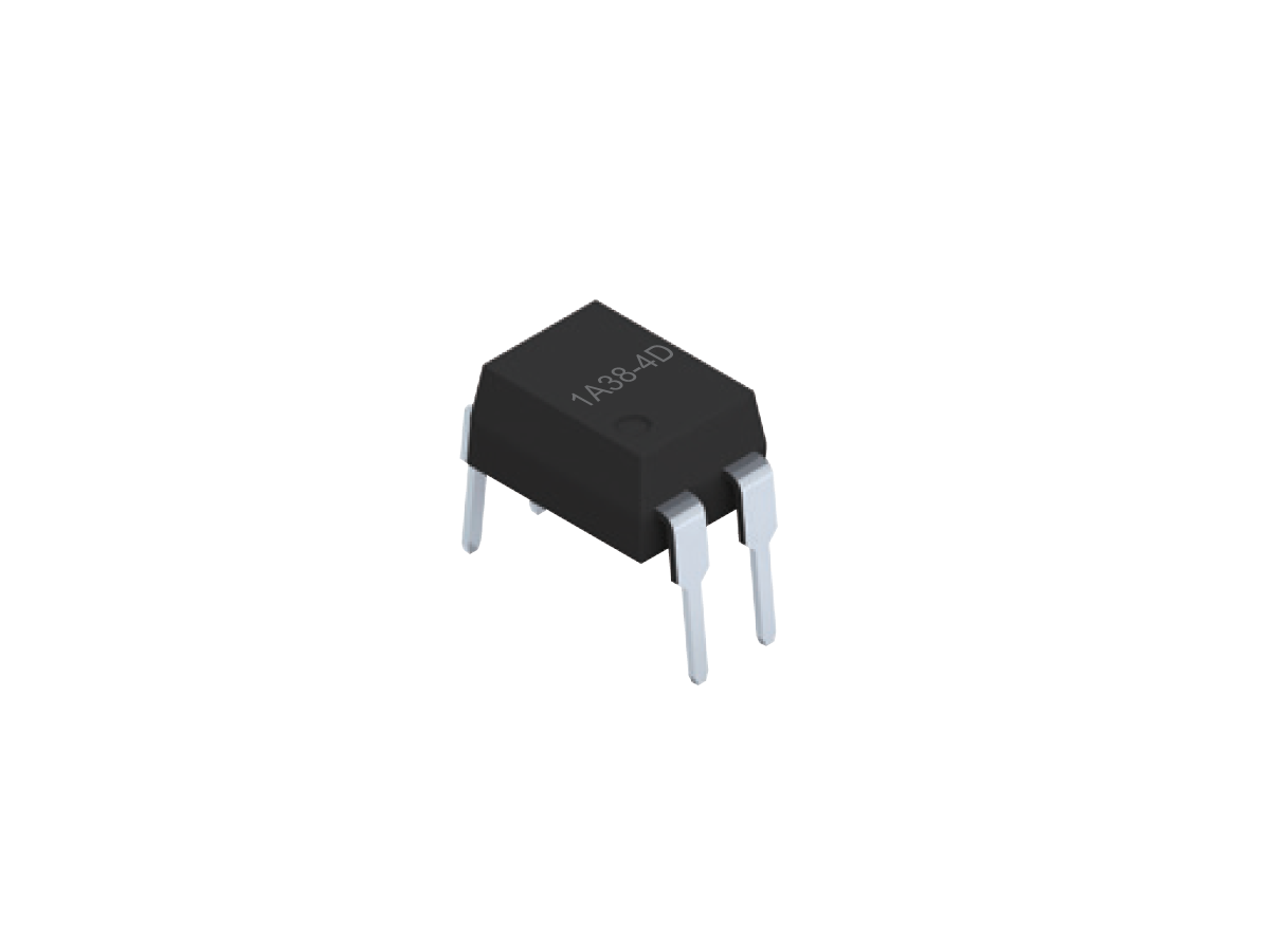 A small black electronic component, likely a Photo-MOSFET Relay such as the SMP-38, with four metal legs and white text 1A82-4D on top, shown on a white background. by Standex Detect
