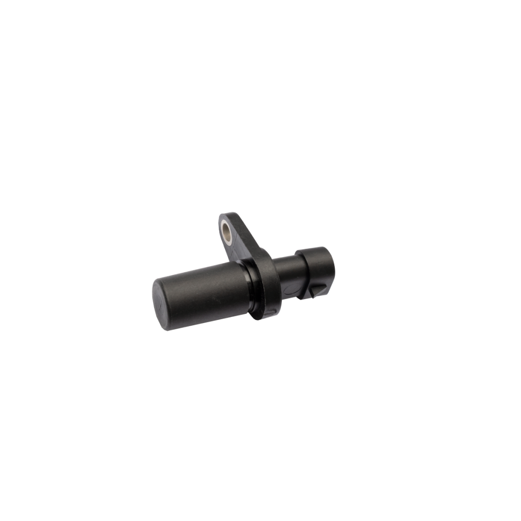 A black gear detection sensor with a cylindrical body and mounting bracket, isolated on a white background. by Standex Detect