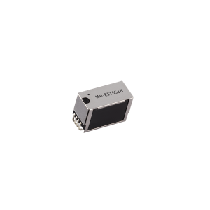 A small rectangular electronic component from the MH Series, the MH-ELT05JH Reed Relay features a metallic casing, a black base, and several pins on one side for easy circuit board connection. by Standex Detect