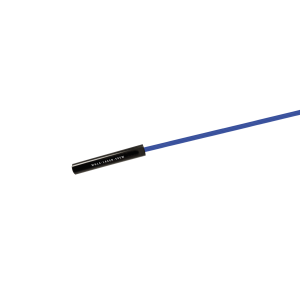 A black handle with the text “WEEK LANDS HOME” attached to a blue rod, possibly part of an MK14 reed sensor, displayed diagonally on a white background. by Standex Detect