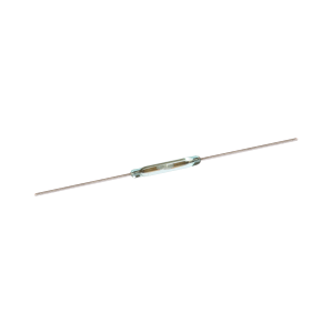 A small glass ORD219 Series reed switch with two long metal leads extending from each end, used for detecting magnetic fields in electronic circuits. by Standex Detect
