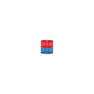 A transparent cylinder from the RM Series Magnet collection is divided horizontally into two equal halves; the top half contains red liquid, and the bottom half holds blue liquid. by Standex Detect