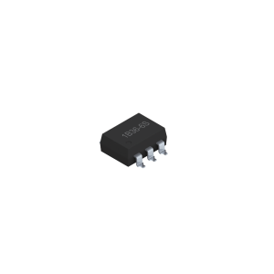 A small black integrated circuit chip, likely a MOSFET Relay such as the SMP-36, with six metal pins—three on each side—and the label “13S6-S6” on top, shown on a plain white background. by Standex Detect