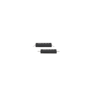 Two small rectangular black electronic components with silver metal leads on both ends, labeled MK13-B-2 and MK13-B-1, are shown on a white background. These resemble Surface Mount Reed Switch devices from the MK16 Series. by Standex Detect